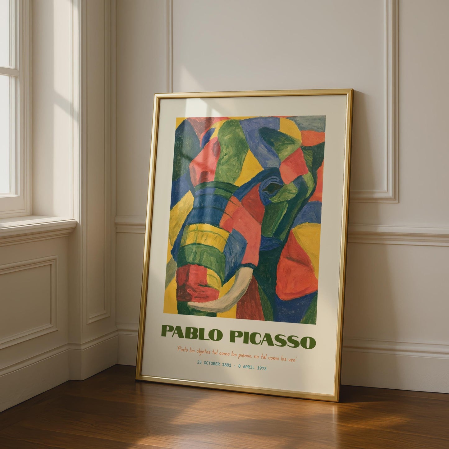 Pablo Picasso Elephant Art Print, Colourful Elephant Wall Art, Modern Abstract Art, Eclectic Animal
