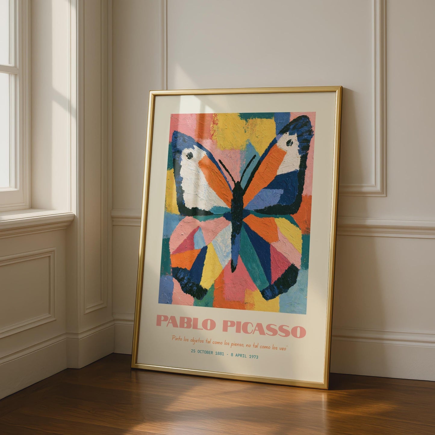 Pablo Picasso Butterfly Art Print, Colourful Modern Wall Art, Abstract Nature Poster, Art Decor