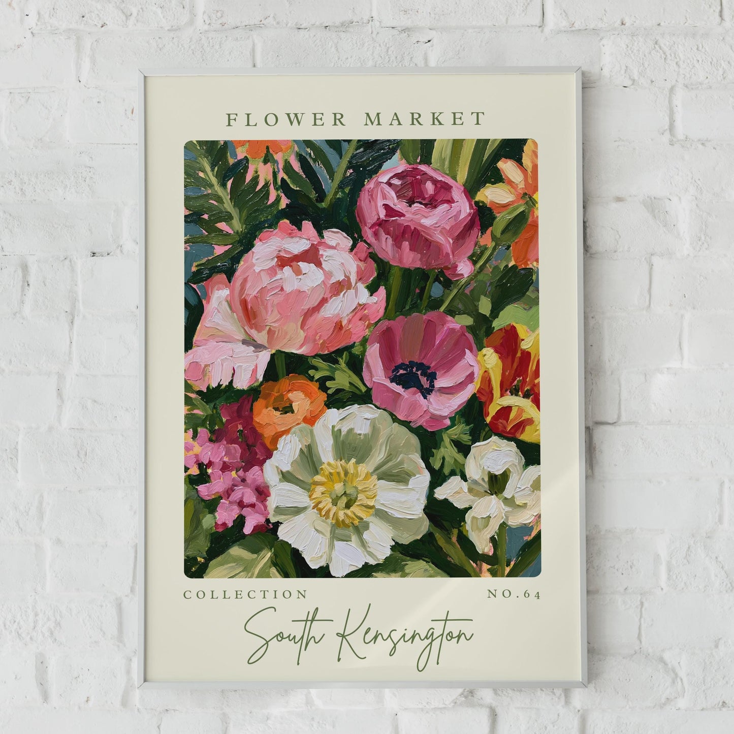 Beautiful Flower Market Art Print, South Kensington Floral Collection, Colourful Wall Decor, Garden