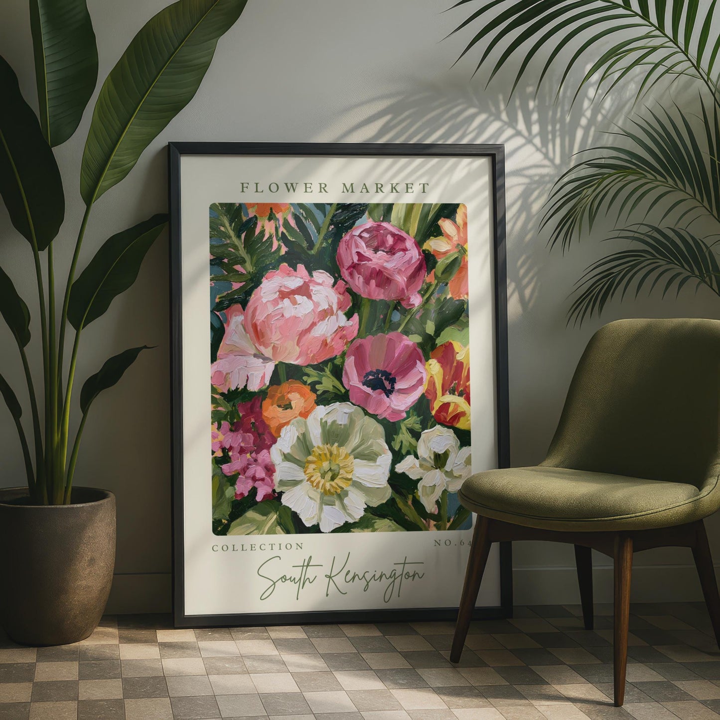 Beautiful Flower Market Art Print, South Kensington Floral Collection, Colourful Wall Decor, Garden
