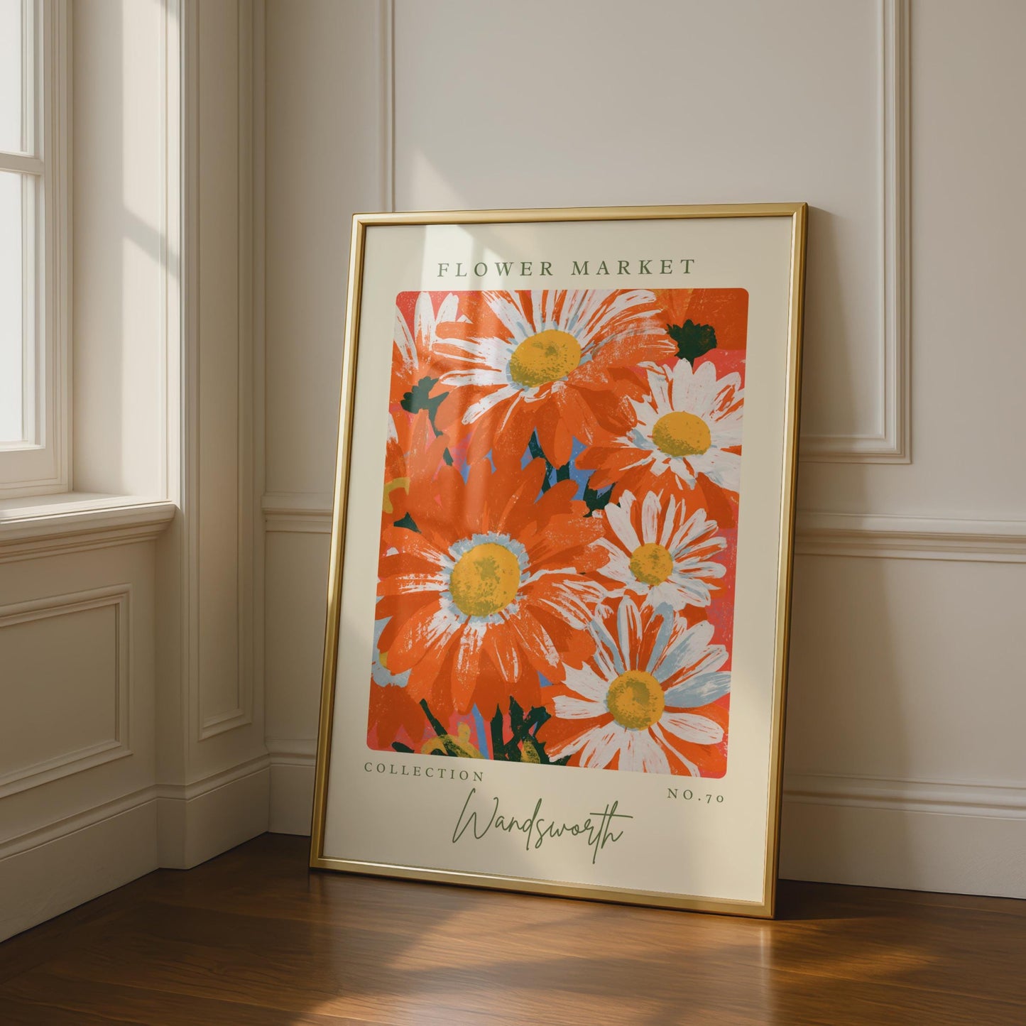 Vibrant Flower Market Art Print, Colourful Floral Poster, Wandsworth Collection, Modern Wall Art