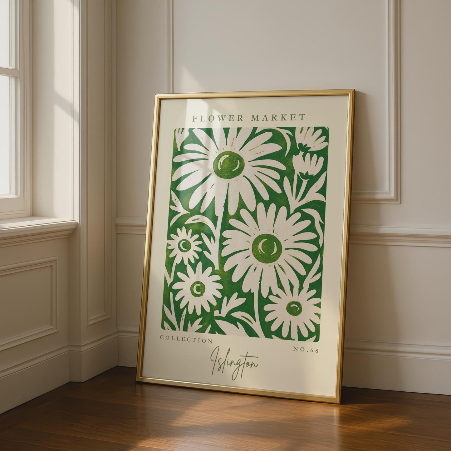 Flower Market Art Print, Islington Floral Poster, Green Botanicals, Botanical Wall Art, Modern Home
