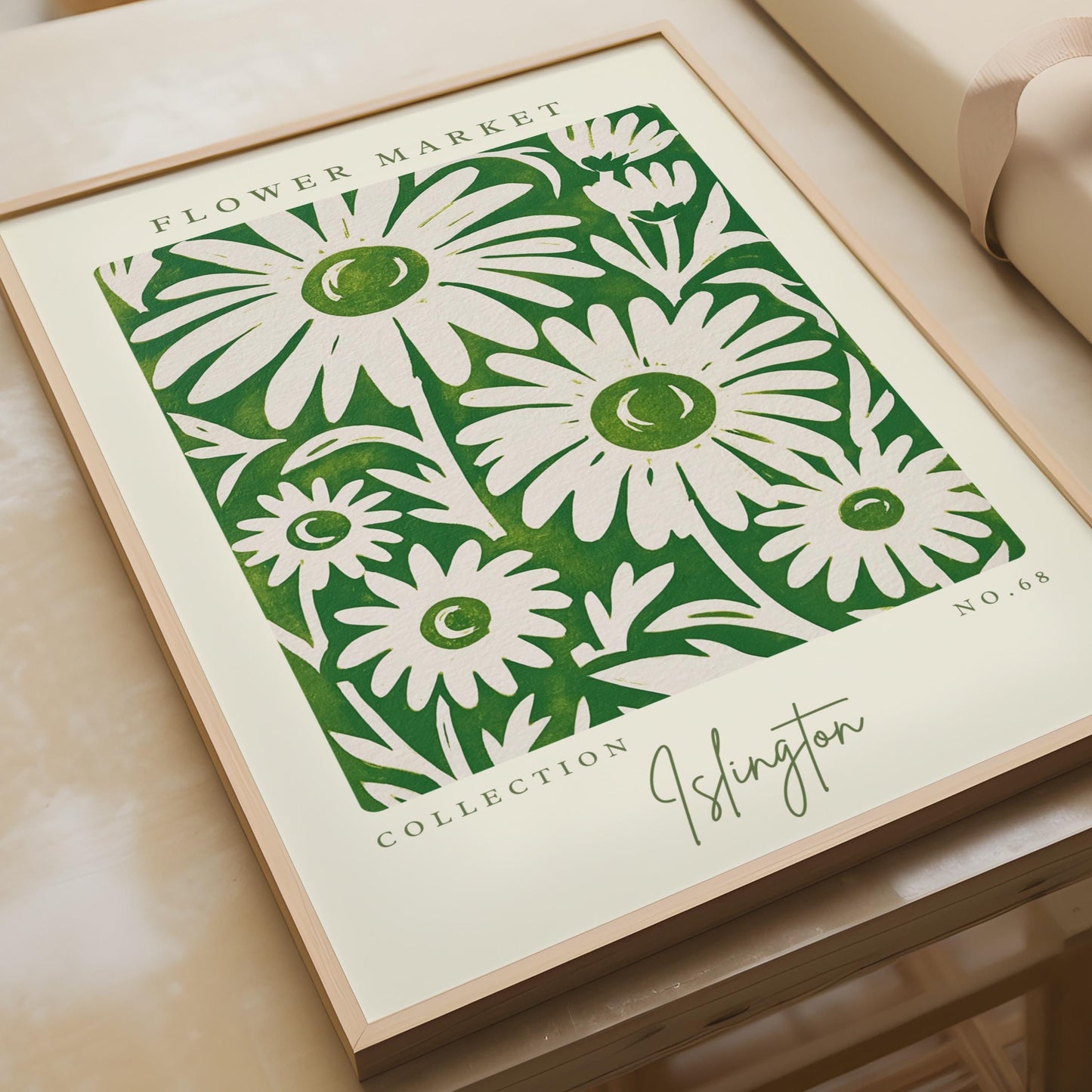 Flower Market Art Print, Islington Floral Poster, Green Botanicals, Botanical Wall Art, Modern Home