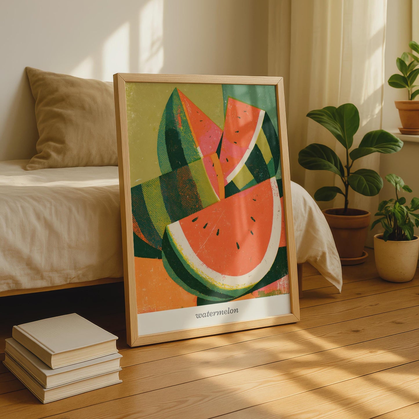 Vibrant Watermelon Art Print, Colourful Retro Style Fruit Decor, Summer Wall Art, Kitchen Print