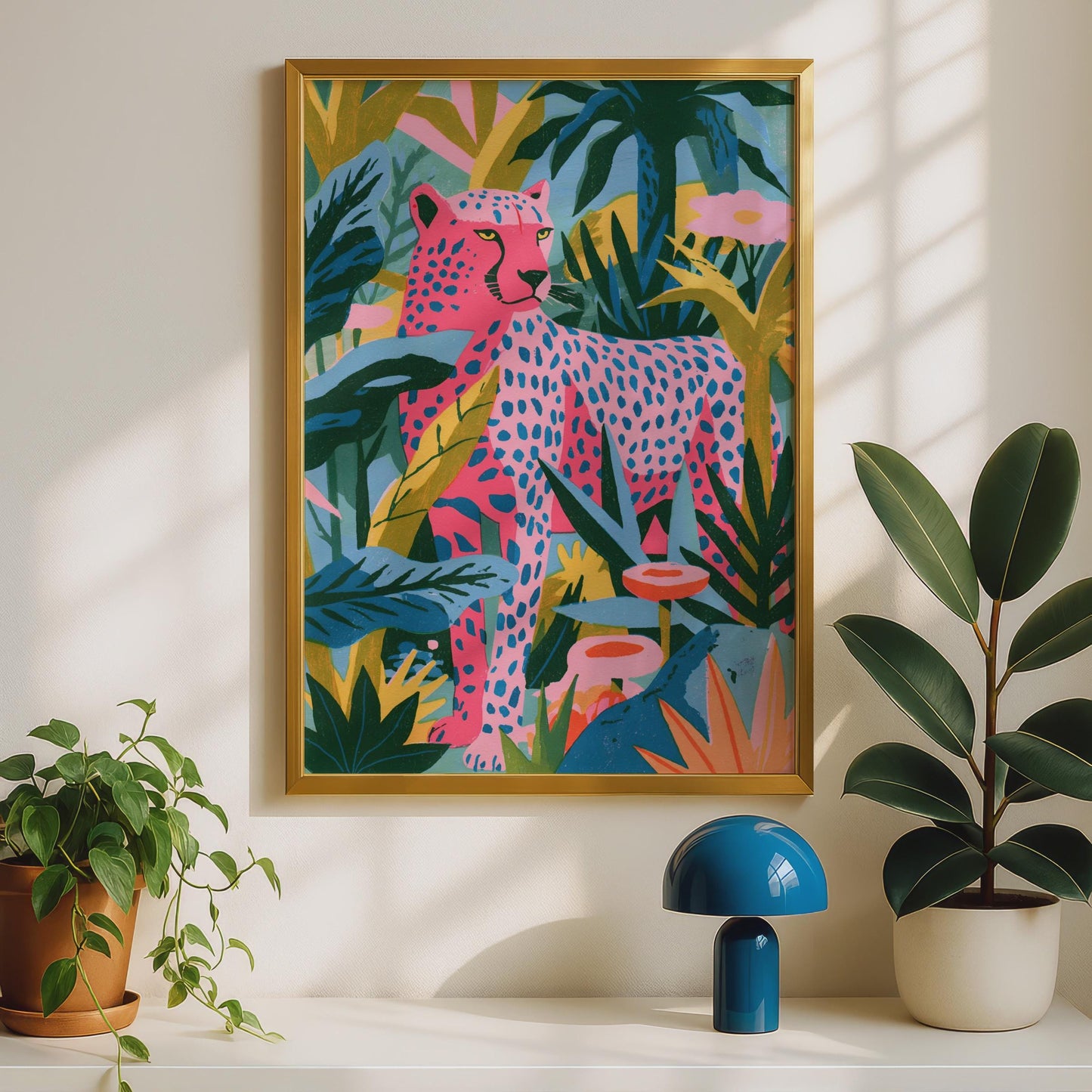 Vibrant Pink Leopard Wall Art, Colourful Animal Print, Jungle Decor, Art Print for Living Room