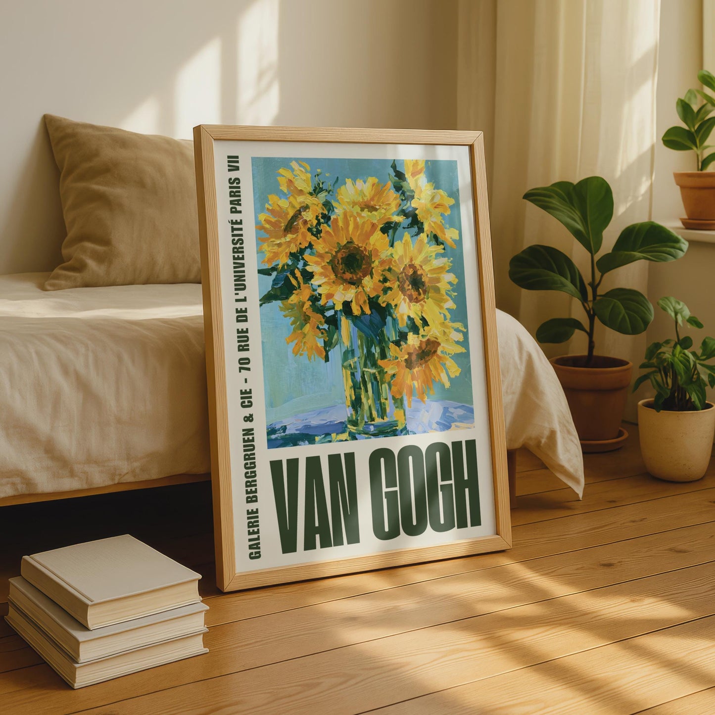 Van Gogh Sunflowers Poster, Galerie Berggruen Paris Exhibition Art Print, Yellow Floral Wall Art