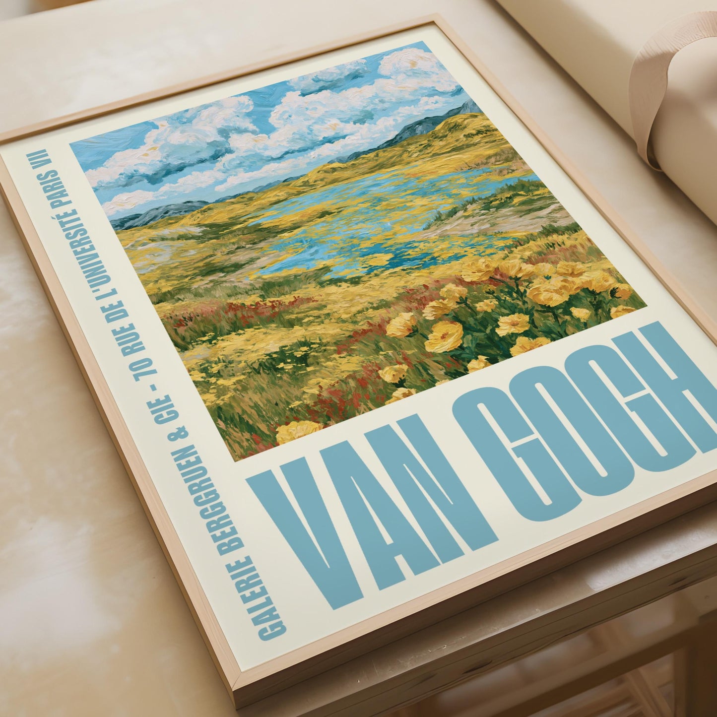 Van Gogh Exhibition Poster, Galerie Berggruen Paris, Yellow Wildflower Landscape Wall Art