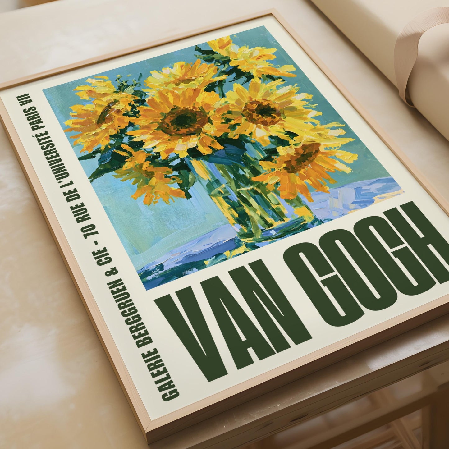 Van Gogh Sunflowers Poster, Galerie Berggruen Paris Exhibition Art Print, Yellow Floral Wall Art