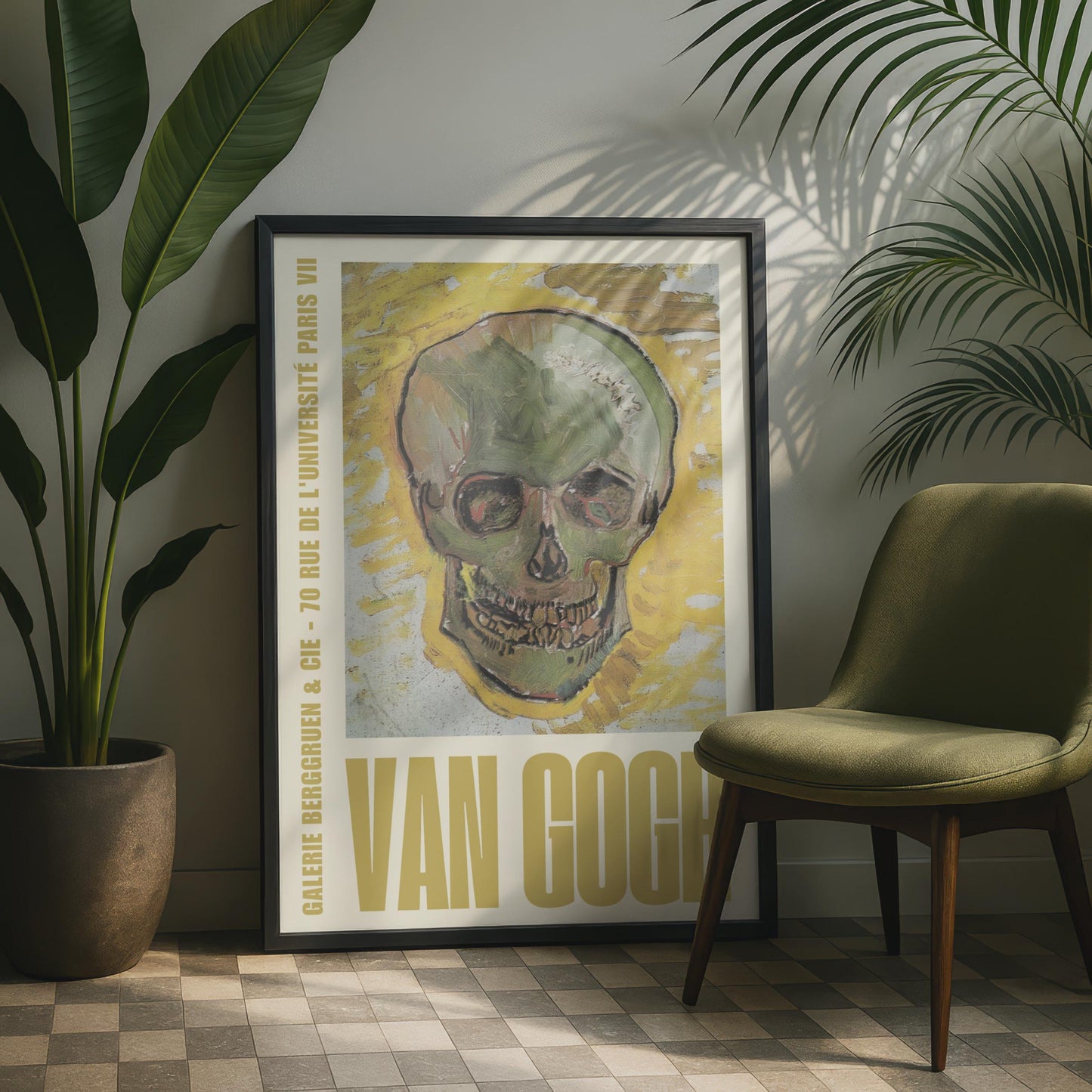 Van Gogh Skull Poster, Gallery Berggruen Paris Exhibition Print, Vintage Art