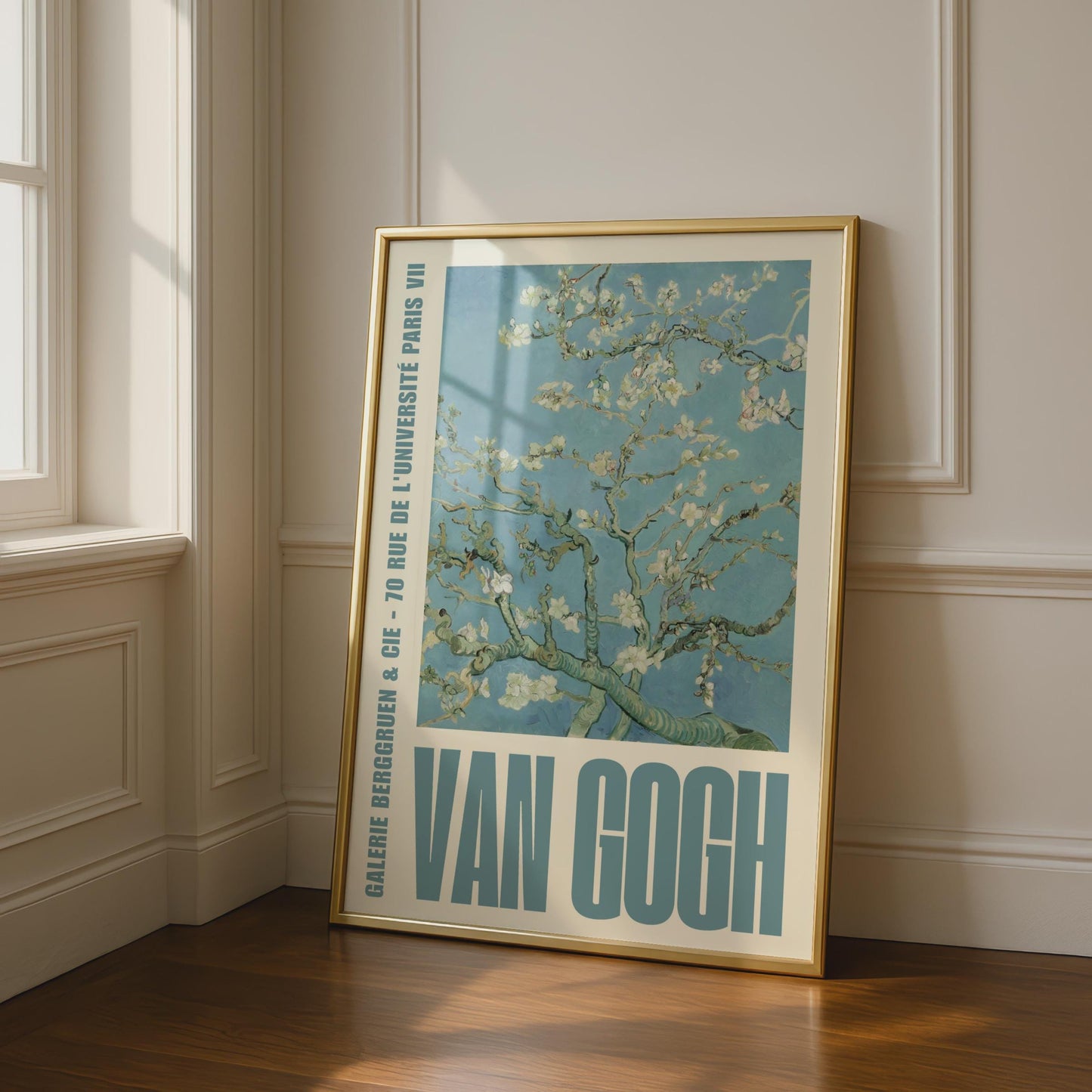 Van Gogh Almond Blossom Poster, Gallery Exhibition Print, Blue Floral Wall Art
