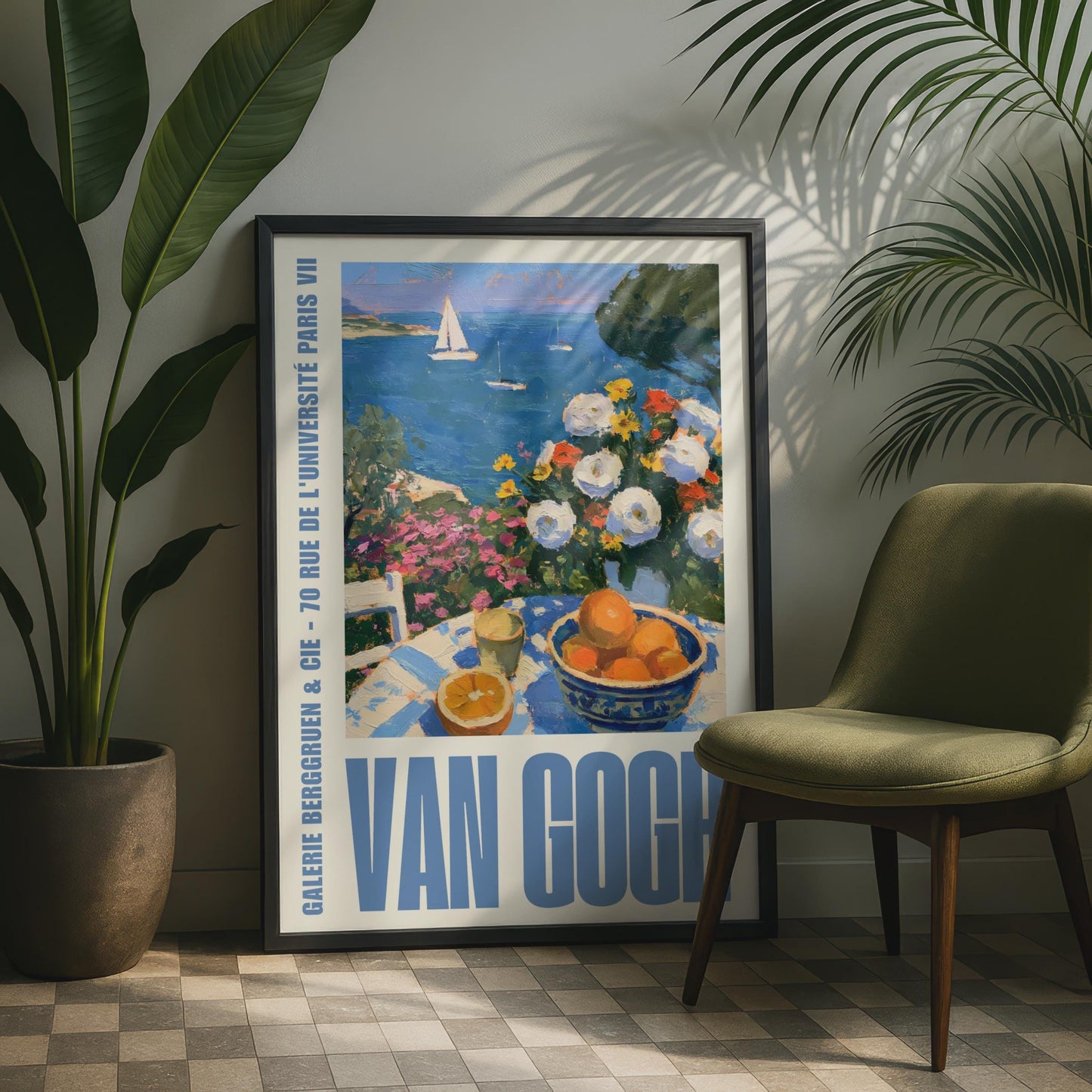 Van Gogh Gallery Exhibition Poster, Galerie Berggruen Paris, Coastal Floral Wall Art Print