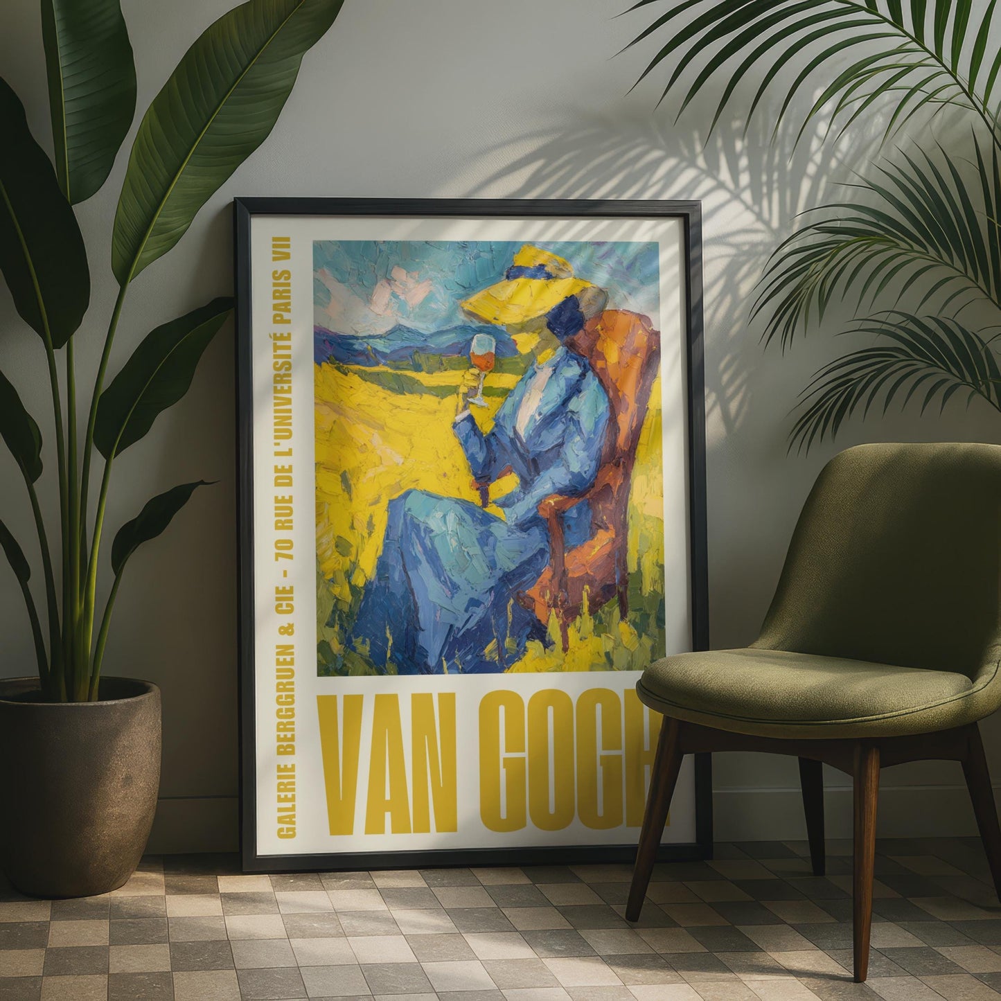 Van Gogh Exhibition Poster, Galerie Berggruen Paris, Woman Yellow Field Wall Art