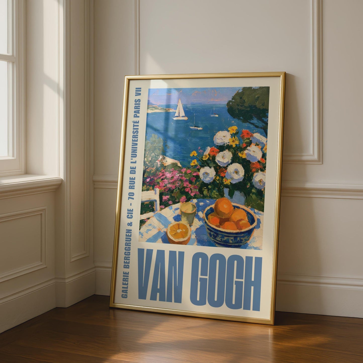 Van Gogh Gallery Exhibition Poster, Galerie Berggruen Paris, Coastal Floral Wall Art Print