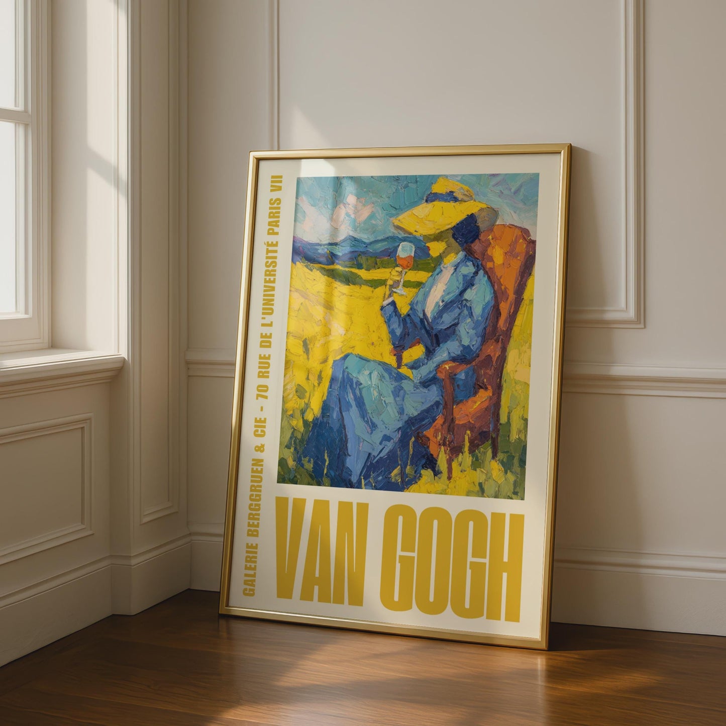 Van Gogh Exhibition Poster, Galerie Berggruen Paris, Woman Yellow Field Wall Art