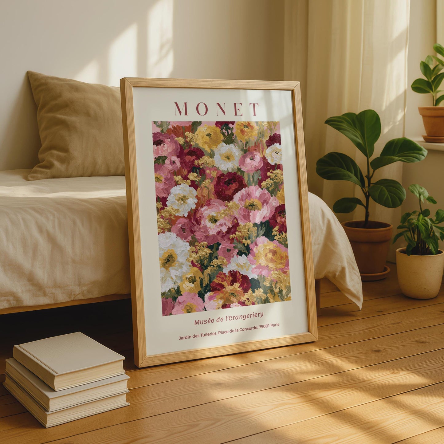 Monet Floral Exhibition Poster, Impressionist Flower Wall Art, Paris Museum Print