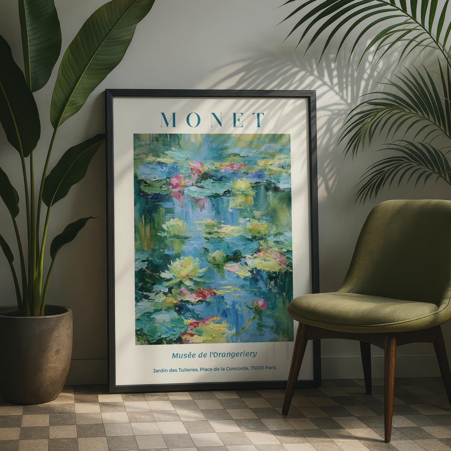Monet Water Lilies Exhibition Poster, Impressionist Floral Wall Art Print, Paris