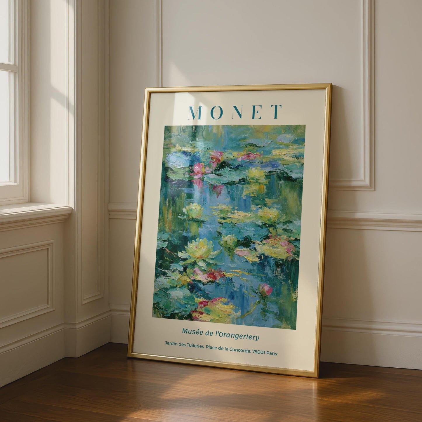 Monet Water Lilies Exhibition Poster, Impressionist Floral Wall Art Print, Paris