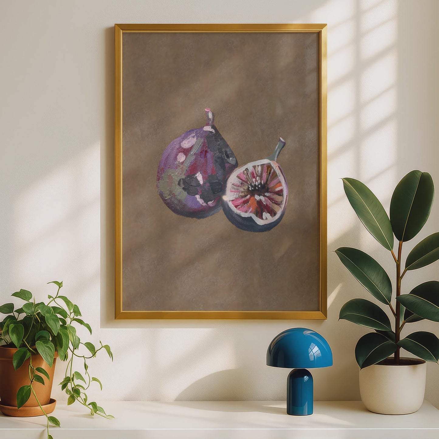 Fig Still Life Art Print, Purple Fig Poster, Kitchen Wall Art, Fruit Painting Print