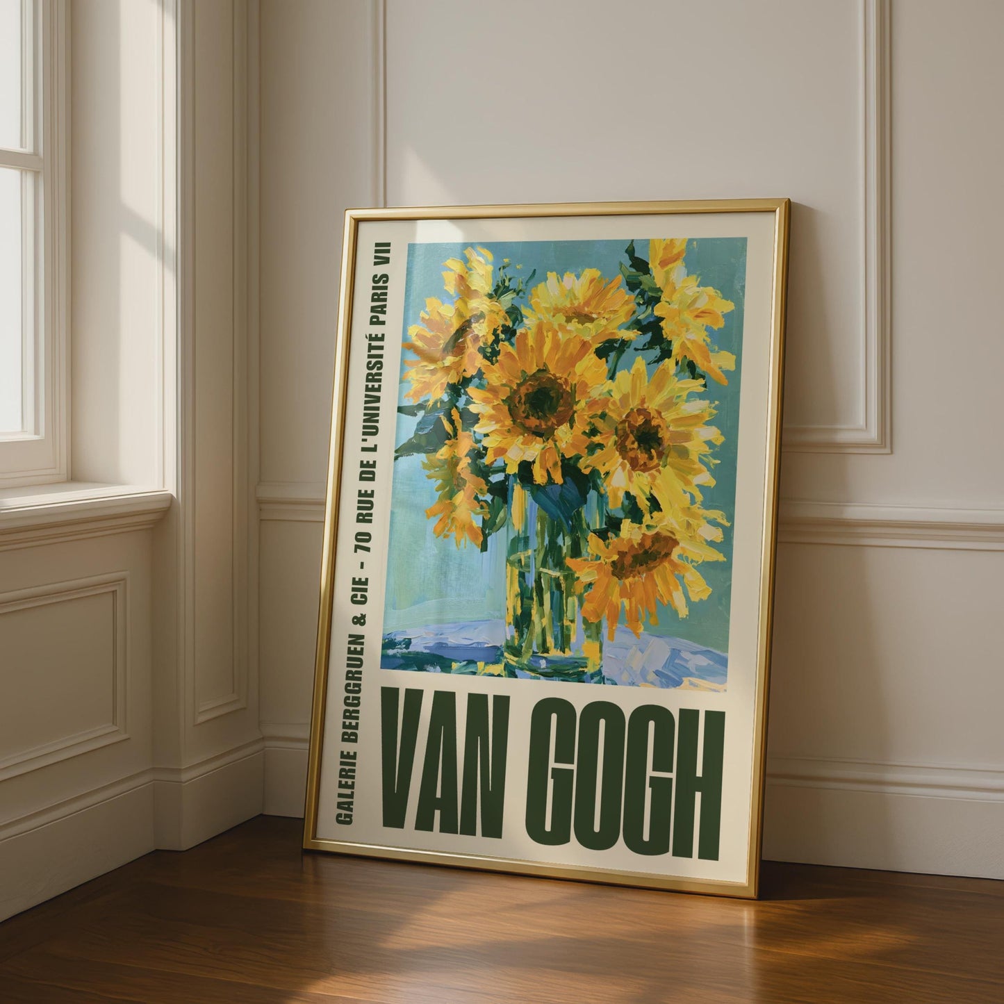 Van Gogh Sunflowers Poster, Galerie Berggruen Paris Exhibition Art Print, Yellow Floral Wall Art