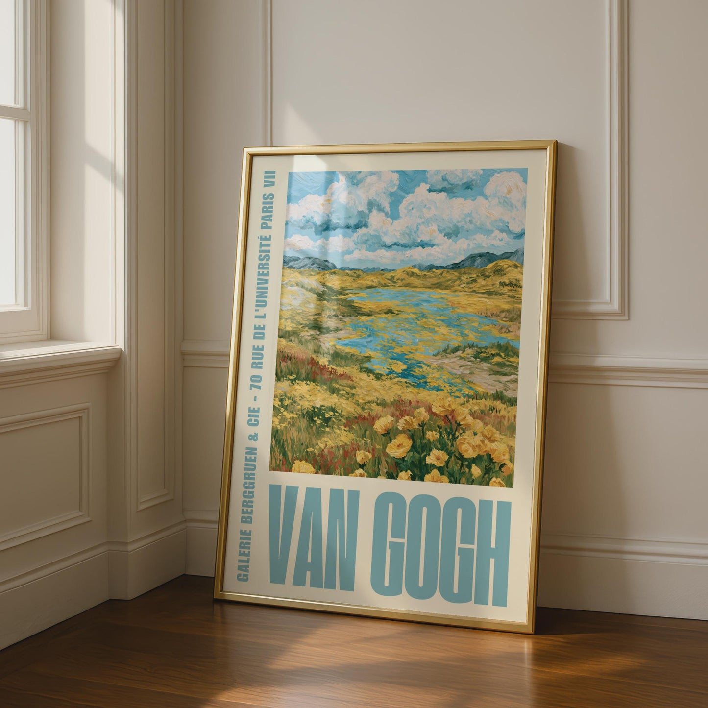 Van Gogh Exhibition Poster, Galerie Berggruen Paris, Yellow Wildflower Landscape Wall Art