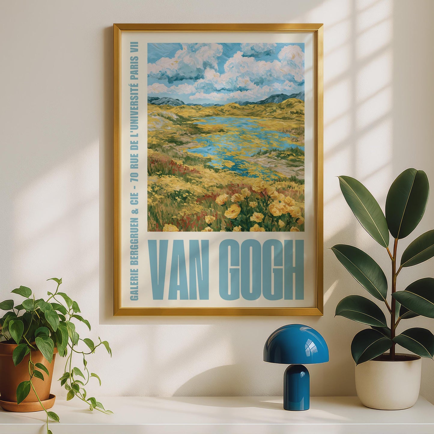 Van Gogh Exhibition Poster, Galerie Berggruen Paris, Yellow Wildflower Landscape Wall Art