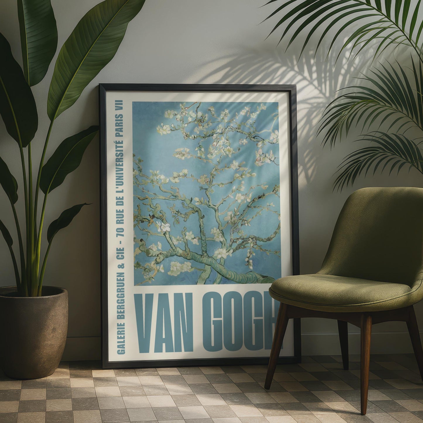 Van Gogh Almond Blossom Poster, Gallery Exhibition Print, Blue Floral Wall Art