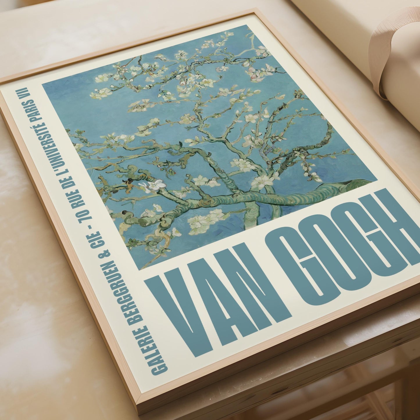 Van Gogh Almond Blossom Poster, Gallery Exhibition Print, Blue Floral Wall Art