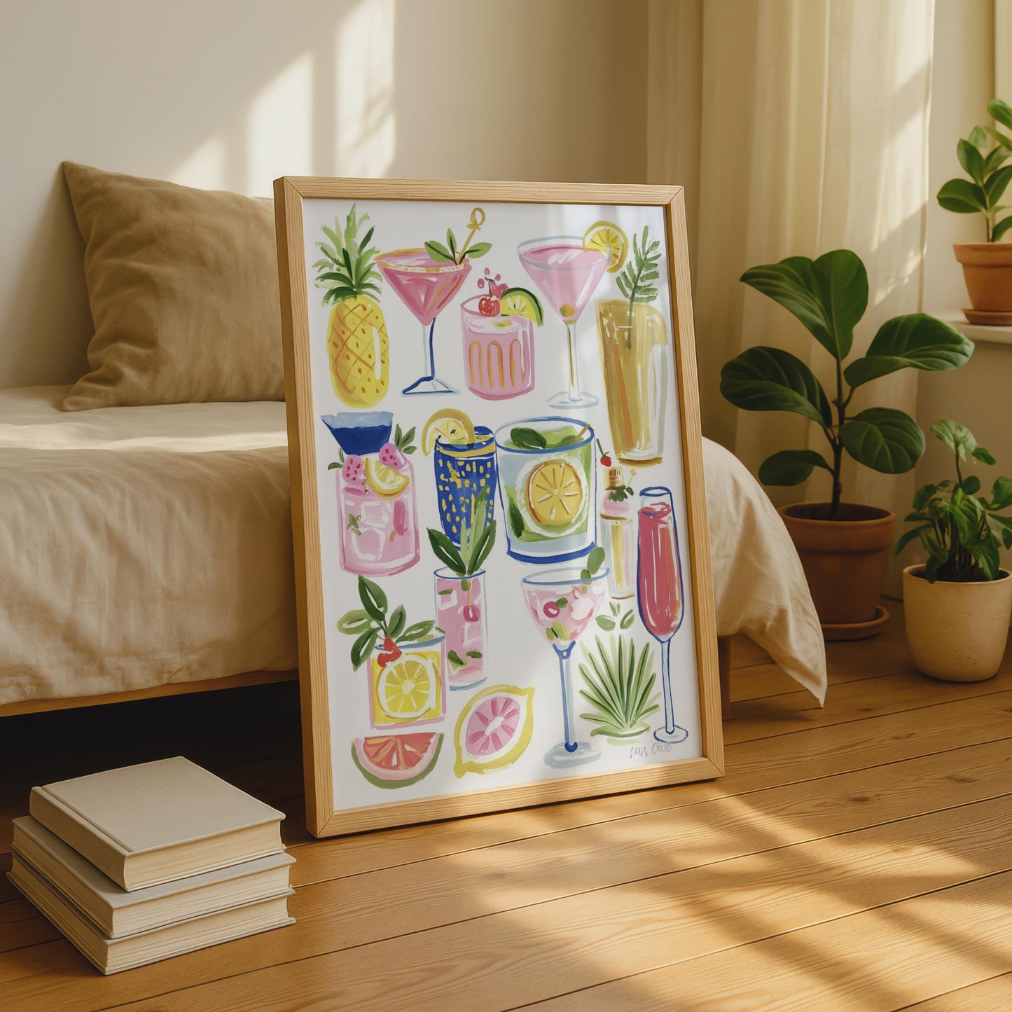 Cocktail Wall Art Print, Colourful Drinks Poster, Bar Cart Decor, Kitchen Art