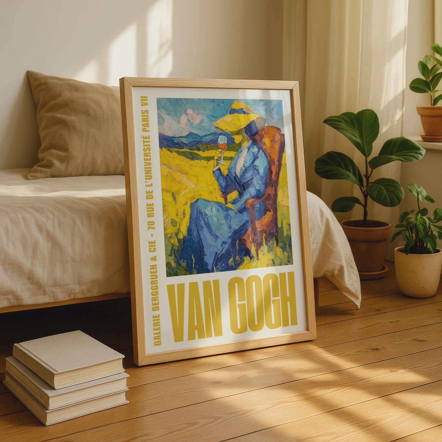 Van Gogh Exhibition Poster, Galerie Berggruen Paris, Woman Yellow Field Wall Art