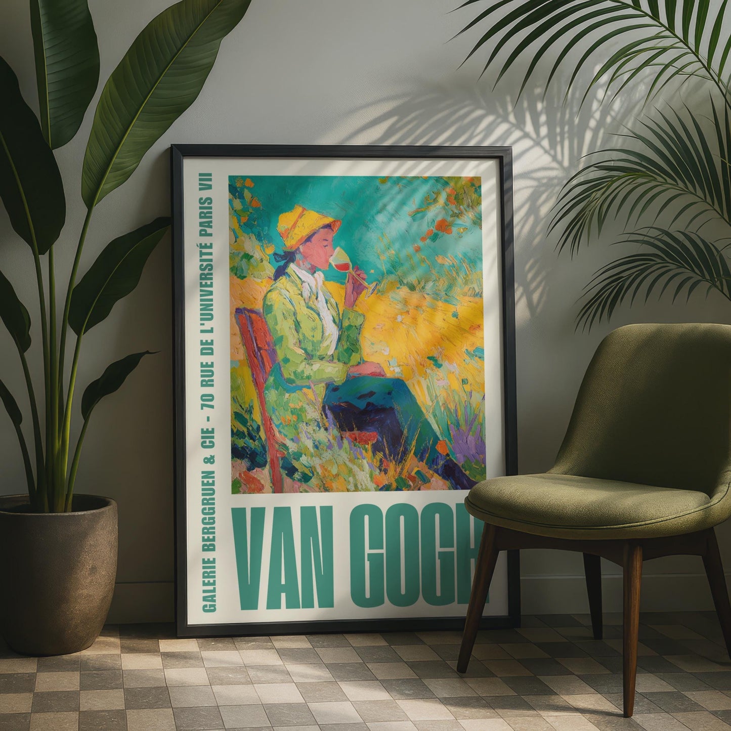 Van Gogh Exhibition Poster, Galerie Berggruen Paris, Woman in Garden Wall Art Print
