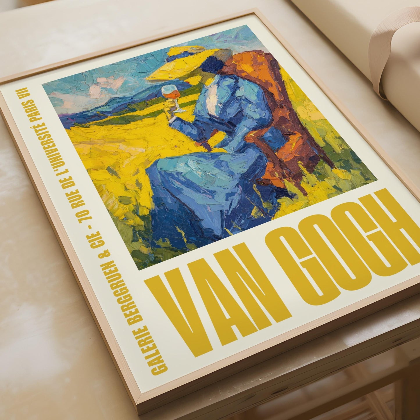 Van Gogh Exhibition Poster, Galerie Berggruen Paris, Woman Yellow Field Wall Art