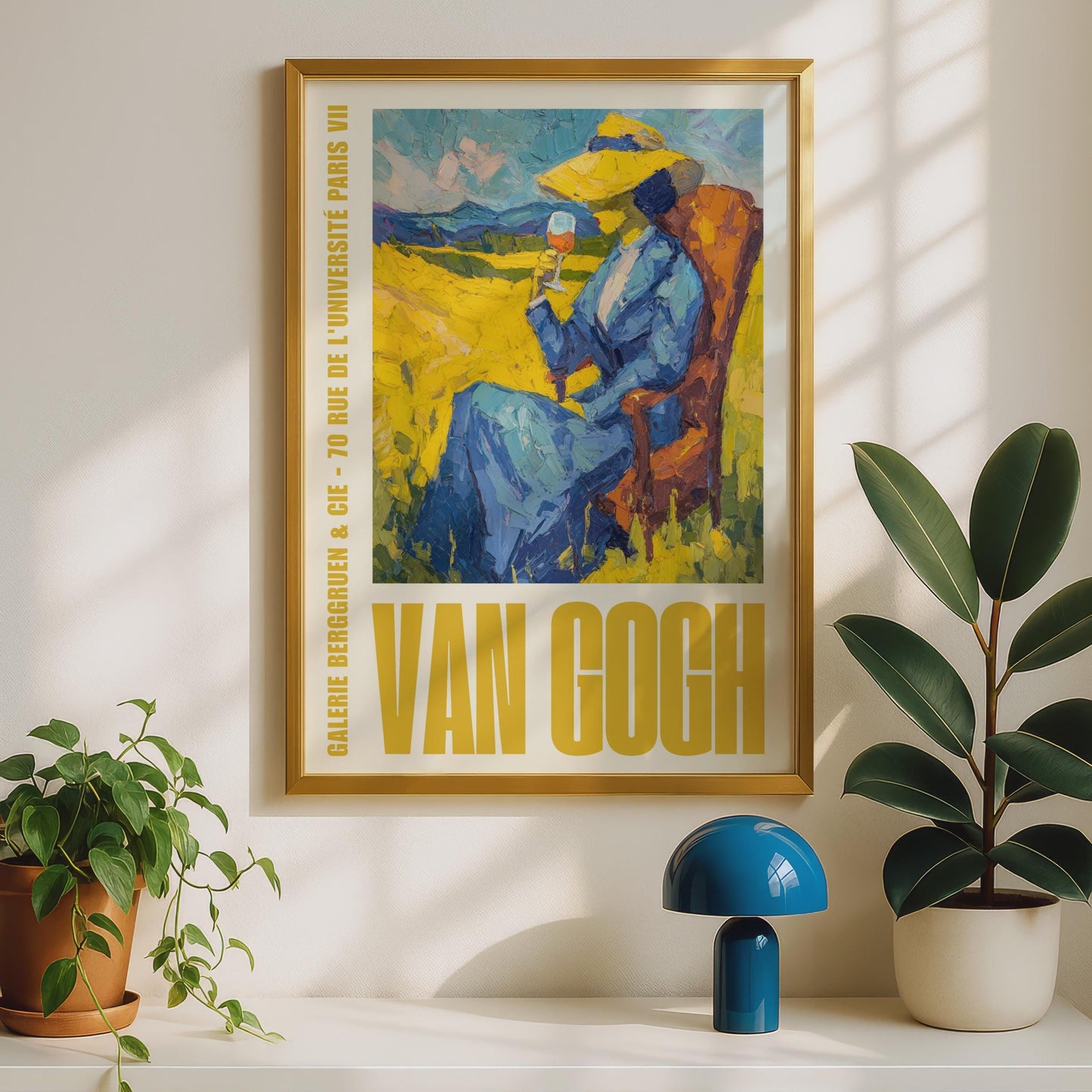 Van Gogh Exhibition Poster, Galerie Berggruen Paris, Woman Yellow Field Wall Art